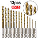 FEITA 六角柄麻花鉆頭 13件充電鉆高速鋼直柄擴(kuò)孔鉆頭1.5-6.5mm 電動螺絲批頭開孔套裝 鍍鈦麻花鉆頭13件套