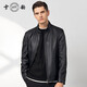 雪豹男款真皮頭層鹿皮簡(jiǎn)約大氣商務(wù)休閑體制內立領(lǐng)短行政皮衣夾克 黑色-A版 4XL / 56(190/108A)
