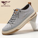 七匹狼布鞋男士夏季新款透氣不悶腳帆布鞋運動(dòng)板鞋百搭一腳蹬休閑鞋子 灰色 41 皮鞋碼