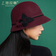 上海故事純羊毛帽子女秋冬保暖毛呢禮帽長(cháng)短檐漁夫帽雙色花中秋節禮物
