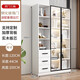 襄睿實(shí)木書(shū)柜輕奢玻璃門(mén)落地書(shū)柜組合帶門(mén)書(shū)柜防塵展示柜客廳儲物柜 雙門(mén)6層三抽【120*200cm】 E0實(shí)木板 鋼化玻璃