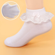 紐菲奧納女童花邊襪舞蹈襪兒童襪子寶寶公主襪船襪 （單層花邊）4雙白色 XL碼 建議8-12歲/32-35鞋碼
