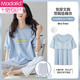莫代爾自帶胸墊睡衣女夏天純棉短袖三件套裝2025新款休閑女士大碼家居服 1306 2XL (推薦140-160斤)
