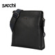 SATCHI沙馳單肩包真皮商務(wù)休閑多功能斜挎包頭層牛皮大容量簡(jiǎn)約百搭男包 黑色