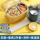 便攜式多層保溫飯盒304不銹鋼飯盒帶蓋上班族分格餐盒大容量便當盒女學生分格成人飯盒注水加熱便當盒 【大號黃色】雙層1550ml+湯碗+勺筷+保溫袋