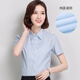 學子言興業(yè)銀行行服長袖襯衫工裝職業(yè)裝粉色襯衣女新款工作服制服 純藍翻 領(lǐng)【短】 L /115
