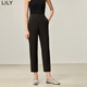 LILY秋新款女裝經(jīng)典款時(shí)尚干練OL通勤款垂墜百搭小腳西裝褲女 510黑 M