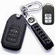 舒米適用22款本田奧德賽鑰匙包本田艾力紳鑰匙套真牛皮高檔汽車(chē)用品扣 F款 黑色（智能4鍵鑰匙）