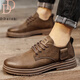 DDeiet品牌馬丁靴男士2025秋季復古英倫風工裝靴皮鞋男軟底低幫休閑男鞋 棕色【精美包裝】 42 標準運動鞋碼數
