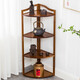 竹優(yōu)家轉角架角落置物架楠竹三角落地臥室墻角廚房客廳角落置物架拐角花架 茶色四層轉角架