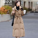 雪中飛冬裝中長(cháng)款過(guò)膝羽絨服女加厚保暖時(shí)尚大牌減齡腰帶連帽白鴨絨外套 焦糖色 M/160（90-105斤）