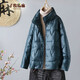 子牧棉麻冬裝 女韓版百搭休閑輕薄棉服長(cháng)袖寬松立領(lǐng)外套2016 綠藍色 M(建議100-110斤)