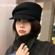 SEEYOND 深陽(yáng)香港fever同款高品質(zhì)純羊毛報童帽女秋冬鴨舌帽顯臉小貝雷帽禮帽 100%澳洲美利奴羊毛-黑色 均碼可調節（55-58cm）