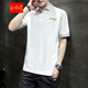 木子勝POLO衫翻領(lǐng)男裝短袖t恤男翻領(lǐng)青少年服裝休閑印花定制工作服 白色 XL