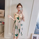 韓秀純夏季吊帶睡衣純棉女士棉綢家居服學(xué)生公主可愛(ài)大碼寬綿綢吊帶睡裙 吊帶米色葉子1 170(XL) (120-135斤