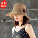 鑫諾翔草帽女夏天可折疊海邊沙灘帽女度假遮陽(yáng)防曬帽女韓版潮百搭 【卡其】好品質(zhì)菠蘿兩朵花草帽