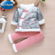 A 21 FUNB0-1歲女寶寶冬裝棉服10個(gè)月6嬰兒棉衣套裝冬季加厚幼兒棉襖二件套 梅花套裝綠色 加厚 73 建議6-12個(gè)月