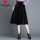 皮爾卡丹金絲絨半身裙女2025秋冬新款中長(cháng)裙大d碼女裝A字裙百褶裙裙子女 【5065#】黑色 3XL 【建議145-160斤】