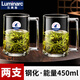 樂美雅（Luminarc）法國樂美雅耐熱鋼化玻璃杯子家用茶杯帶把水杯大容量泡茶杯加厚綠 能量450ml【兩支】