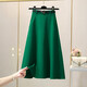 文藝范氣質(zhì)a字裙半身裙女2023春夏西裝面料ins高級感遮垮過(guò)膝傘裙 綠色 L碼