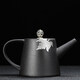 聚晟黑陶側把壺功夫茶具套裝粗陶茶壺陶瓷單壺整套茶盤(pán)陶壺泡茶器 手持壺楓葉單支