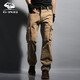 季言重磅美式工裝褲男寬松迷彩褲子男春季休閑褲男長(cháng)褲多口袋戰術(shù)褲潮 卡其色 30
