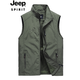 JEEP SPIRIT吉普馬甲男新品男士加絨加厚多口袋雙面穿戶外攝影釣魚休閑馬夾 3010軍綠色薄款 XL /125-140斤