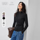 對白【杜鵑同款】半高領(lǐng)毛衣女秋冬新款坑條紋肌理感針織打底衫 氣質(zhì)黑 L
