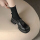 鉑吶苓圓頭單鞋樂(lè )福鞋女秋季學(xué)院風(fēng)jk制服配裙子小皮鞋黑色工作鞋子女 厚底樂(lè )福鞋【黑色啞光37】