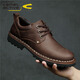 駱駝動(dòng)感（camel active）頭層牛皮男鞋真皮男士工裝鞋低幫耐磨厚底大頭皮鞋休閑馬丁鞋子 棕色(頭層瘋馬皮+頭層豬皮版) 41 標準皮鞋碼