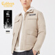 卡賓（CABBEEN）【工裝風】卡賓翻領襯衫羽絨服男2023冬季新款黑色休 杏色15 XL /52/180