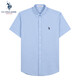 U.S. POLO ASSN.短袖襯衫男夏季純棉商務休閑寬松免燙男士上衣襯衣淺藍XL