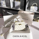 CAEISL & KCIELCK2025新款女包小眾原創(chuàng  )設計高級感壓花凱莉包女手提包斜挎包 白色 專(zhuān)柜高檔品質(zhì)