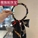 薇施妮（WEISHINI）復古鏈條發(fā)箍緞面布藝壓發(fā)卡頭箍飄帶發(fā)帶女綁發(fā)一體系編發(fā)頭飾夏 復古黑A(yíng)15-301