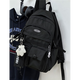 叢林?zhù)B日系原宿復古工裝書(shū)包 初中學(xué)生大容量雙肩包男潮ins校園風(fēng)背包女 黑色【胖云朵+1個(gè)掛墜隨機】