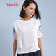特尚萊菲 白色短袖t恤女夏新款圓領(lǐng)寬松短款上衣女洋氣小衫刺繡半袖體恤衫 SSF967 白色 M（建議100-110斤）