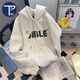 PMOG2023新款連帽衛(wèi)衣女加絨加厚秋冬寬松韓版BF慵懶風(fēng)白色上衣ins潮 白灰色薄款 L