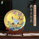 耕玉 耕玉珠寶壽禮祝壽生日禮退休松鶴壽桃擺件送長(cháng)輩607080大壽老人工藝品速發(fā) 鶴壽圖掐絲晶雕手繪盤(pán)-32cm直徑
