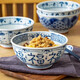 光峰日本進(jìn)口 日式青花陶瓷碗家用大號(hào)米飯碗面碗釉下彩大碗 藍(lán)凜堂餐具 福文字高腳大碗6.4英寸