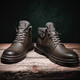 笠足典馬丁靴男鞋新款英倫時(shí)尚男靴秋冬季透氣防滑高幫靴子男士個(gè)性百搭潮流工裝皮靴 卡其色 43運動(dòng)鞋碼