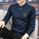 梵登諾（FANDENGNUO）秋季新款男士v領(lǐng)修身長(cháng)袖t恤內搭打底衫春秋款上衣服體恤潮男裝 藏青 -常規不加絨 2XL 【142-155斤】