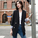 特洛曼西裝外套女中長(cháng)款百搭英倫風(fēng)春裝2022春秋雙排扣休閑通勤女士小西服上衣SY687 黑色L