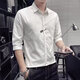 嘉曄（JIAYE）夏季七分袖襯衫男潮流痞帥修身襯衣韓版潮牌休閑高級感襯衫襯衣男 白色 2XL 【120-140斤】