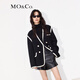 MO&Co.羊毛混紡撞邊寬肩廓形毛呢大衣中長(cháng)款小香風(fēng)外套女夾克大衣 黑色-第2批 M 165