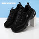斯凱奇（Skechers）女鞋春秋2025新款黑色熊貓鞋輕便休閑鞋厚底增高老爹鞋運動鞋女 11930-BBK 37