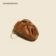 LEAD MODERN KEN真皮腋下褶皺云朵女士包包迷你ins斜挎單肩手機包百搭休閑餃子包 棕色
