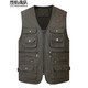 烈焰戰隊馬甲 男士中年秋季多口袋釣魚(yú)馬夾背心 中老年休閑95棉帶里襯坎肩 108款軍綠色 3XL （建議體重145-165斤）