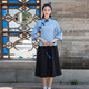 檸鑫焱民國(guó)學(xué)生裝女五四青年裝民國(guó)風(fēng)女裝中山裝男班服舞臺(tái)合唱表演服裝 藍(lán)色上衣+中裙 L