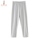 億年鑫男士純棉秋褲高腰大碼寬松直筒散口內穿薄款保暖褲單件松口棉毛褲 淺灰色 110推薦130-155斤