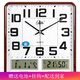 康巴絲（Compas）  掛鐘萬年歷溫濕度計創(chuàng)意客廳雙日歷掛表鐘表 2983雙液顯木紋色